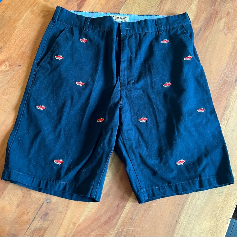Men's Vintage Car Navy Blue Shorts Islandia Size 38